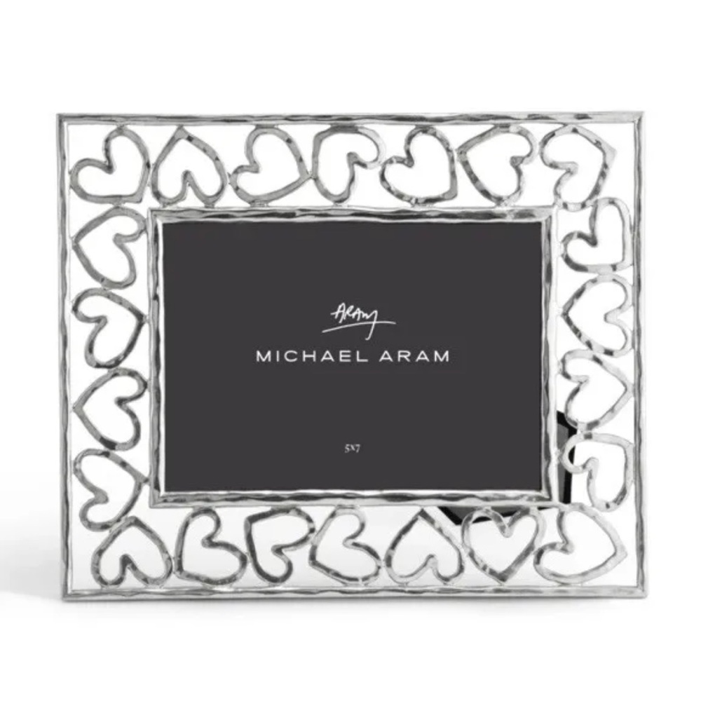 NIB Michael Aram  •HEART• 5x7 Silver Metal Picture Frame NEW